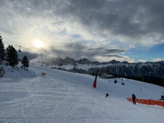Bew&ouml;lkter Morgen auf der Skipiste