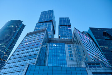 Skyscapers in the city. The financial center of Moscow. High quality photo. Financial center in the city. Office buildings. Modern skyscrapers building in Moscow