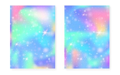 Fototapeta na wymiar Rainbow background with kawaii princess gradient. Magic unicorn