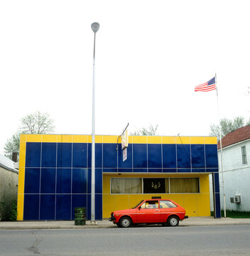 Artistic Legion Club With American Flag Flowing Above. Pierz Minnesota MN USA