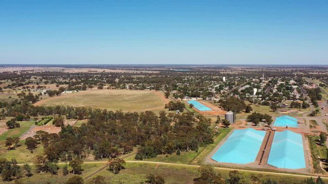 Grain silo storage in Nyngan rural remote town with agriculture industry 4k.
