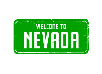 WELCOME TO NEVADA. Green stamp and banner. Vector Illustration.. 