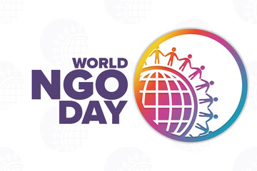 World NGO Day. Holiday concept. Template for background, banner, card, poster with text inscription. Vector EPS10 illustration.