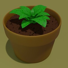 Flower in a pot on a light background 3d render
