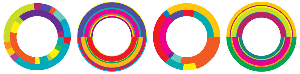 Set of abstract circle graphic. Geometric circle, ring design element. Circular, concentric angular shape icon, symbol