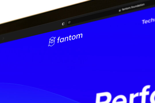 George Town, Cayman Islands - Feb 5 2022: Official Fantom website displayed on the screen of an Apple MacBook Pro. Cryptocurrency. Price. Rise. Change. Buy. Success. Pay. Profit. Rate. Chart