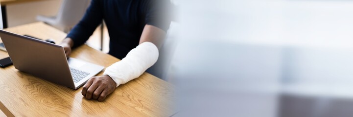 Injured Worker Compensation. Broken Arm African Man
