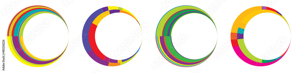 Poster set of abstract circle graphic. geometric circle, ring design element. circular, concentric angular 