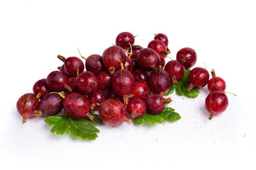 Ripe gooseberry berries on a white background close-up.