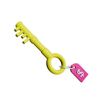 3d render icon key for busines