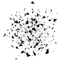 Tapeten Abstract random scattered shape. Explosion, broken glass, fragments and rupture illustration, pattern © Pixxsa