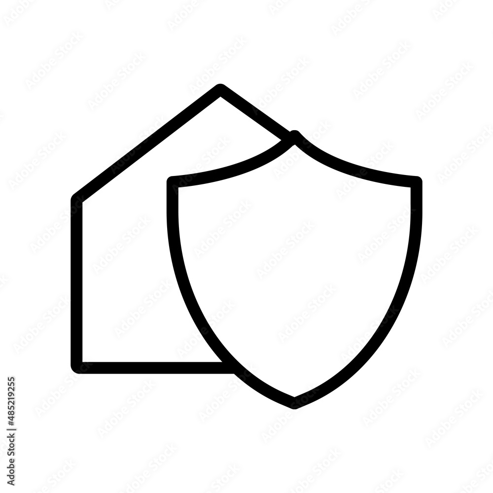 Poster house security line icon. shield and house. simple design editable. design template vector
