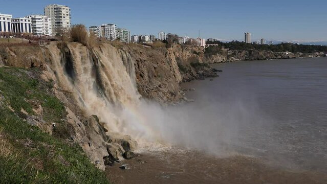 touristic cliff city antalya in mediterranean turkey coastline by the mediterranean sea	