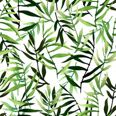 Seamless pattern of leaves. Hand drawing, watercolor. Design wallpaper, fabric and packaging