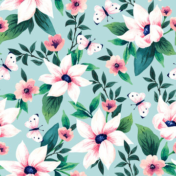 Seamless floral pattern. Design for wallpaper, fabric, wrapping paper, cover and more. © Anna