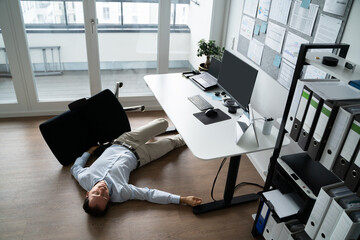 Faint Accident In Office. Fall From Chair