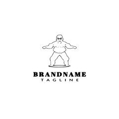 fat cartoon character logo template icon design black vector illustration