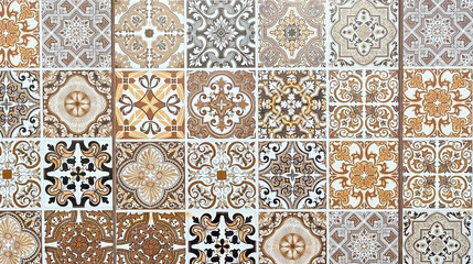 Portuguese ornamented tiles texture background