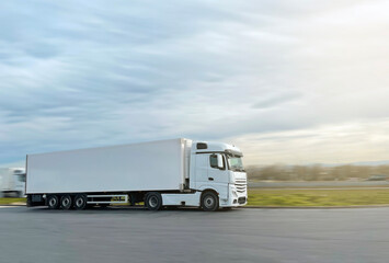 Truck in motion in highway