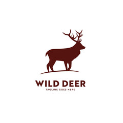 Wild life wild deer silhouette shape logo icon template concept