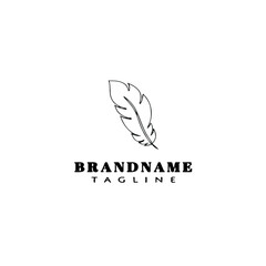 feather logo cartoon design template icon black isolated vector illustration