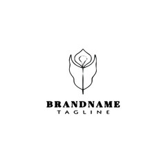 feather logo cartoon design template icon black isolated vector illustration