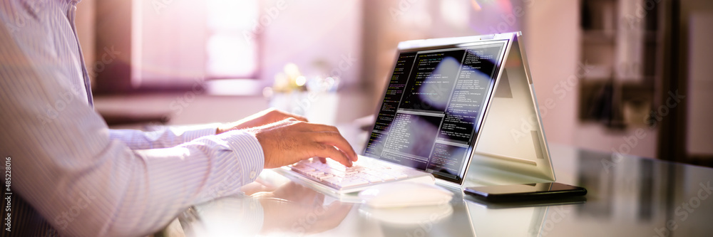Aufkleber Programmer Or Coder At Office Desk