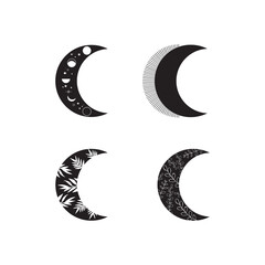 Hand Drawn Half Moon Logo. Magic Moon Logo Collection	