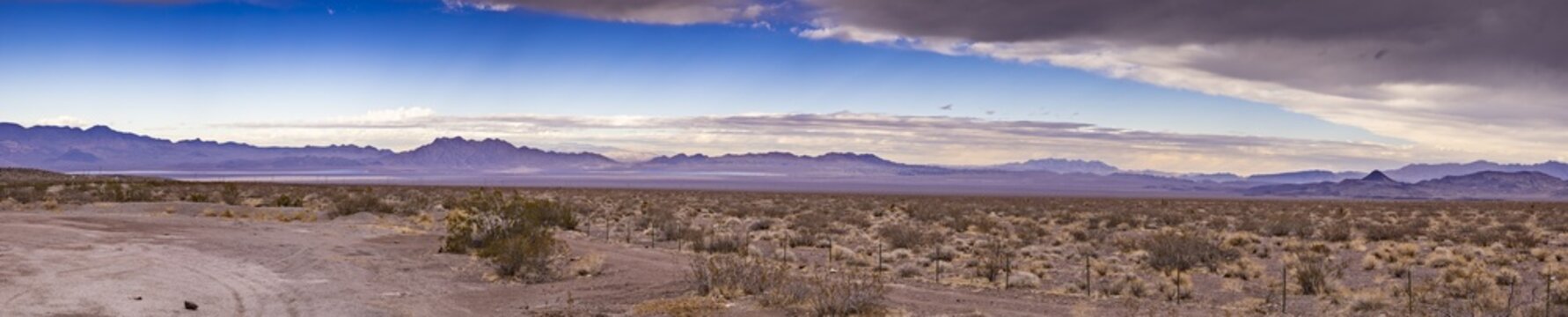 Panoramic image over Southern California desert during daytime