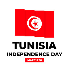 Tunisia Independence Day typography poster. Holiday celebrated on March 20. Vector template for banner, greeting card, flyer, etc