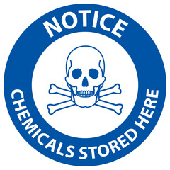 Notice Chemicals Stored Here Sign On White Background