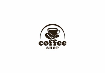 coffee shop logo template vector, icon in white background