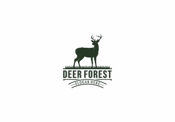 deer forest logo template in white background