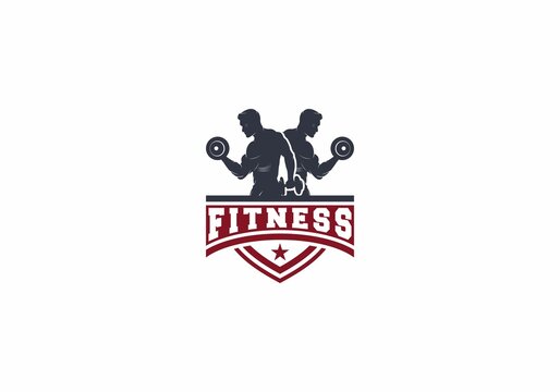 fitness logo template in white background