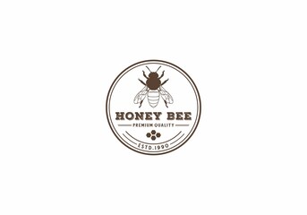honey bee logo template vector, icon in white background