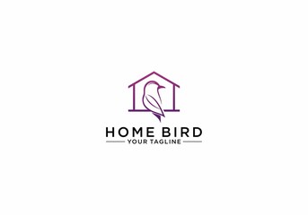 simple home bird logo template in white background