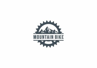 mountain bike logo template in white background