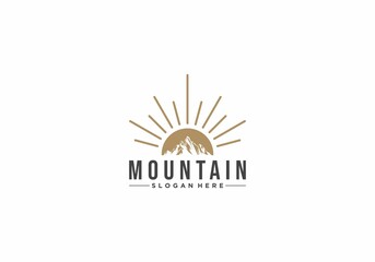 simple mountain logo template in white background