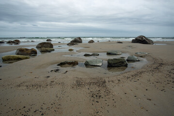 Wells Beach under stormy skies