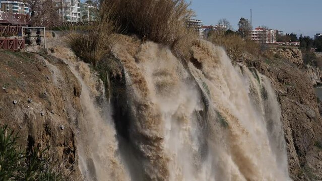 touristic cliff city antalya in mediterranean turkey coastline by the mediterranean sea	