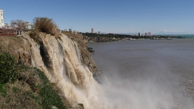 touristic cliff city antalya in mediterranean turkey coastline by the mediterranean sea	