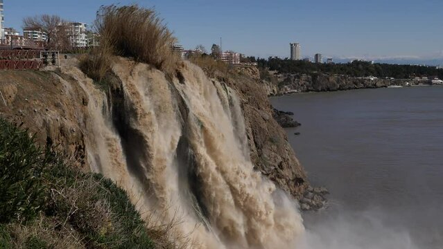 touristic cliff city antalya in mediterranean turkey coastline by the mediterranean sea	