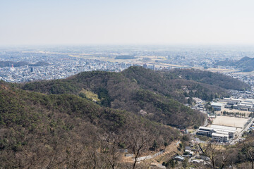 天狗山　栃木百名山　登山ルート　山頂から観る足利市の風景