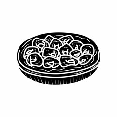 a bowl of soup tortellini pasta glyph solid hand drawn doodle illustration vector logo icon