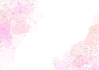 桜の線画とアルコールインクの背景用素材 © matsurinui