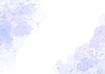 桜の線画とアルコールインクの背景用素材