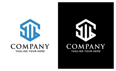 Hexagonal Initial Letter S Logo. Blue Geometric Shape Style isolated on White and black Background. Usable for Business and Building Logos. Flat Vector Logo Design Template Element.