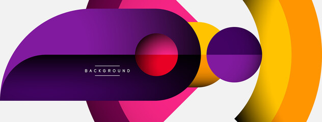 Geometric abstract background. Round shapes, circles, lines composition for wallpaper banner background or landing page