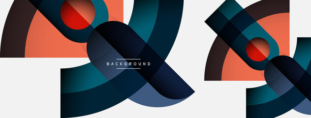 Geometric abstract background. Round shapes, circles, lines composition for wallpaper banner background or landing page