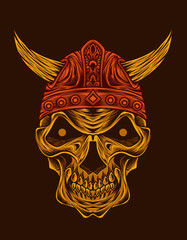 illustration vector viking skull head